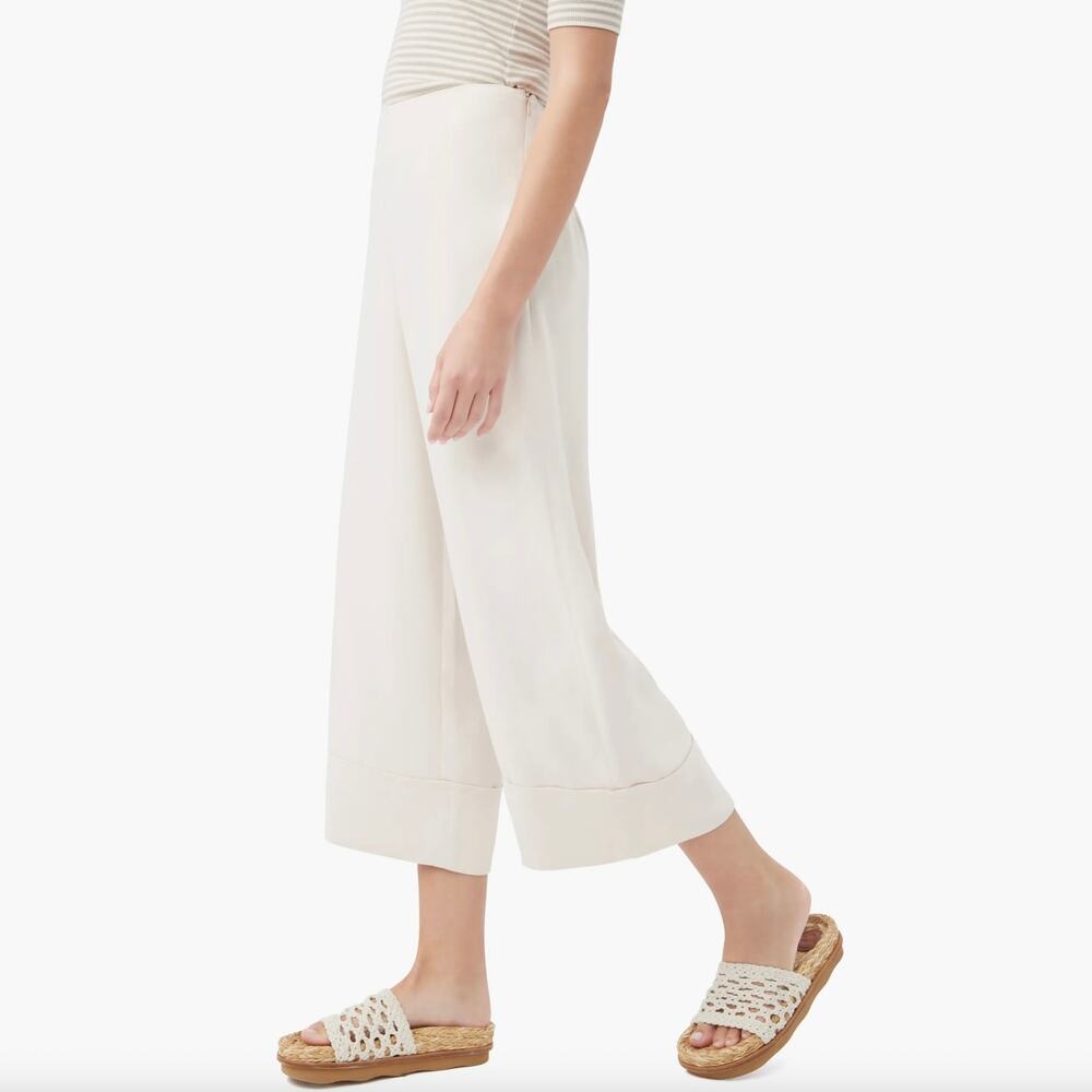 Trina Turk Bahooka Wide Leg Cropped Pant Ecru Size 10 NWT Cuffed Hem - Picture 4 of 15